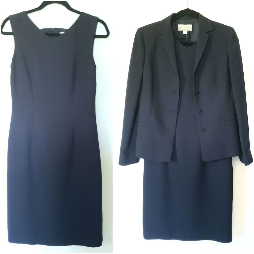 Casual Corner Navy Blue Sheath Dress and Jacket Size 4 Dress Size 6 Jack…